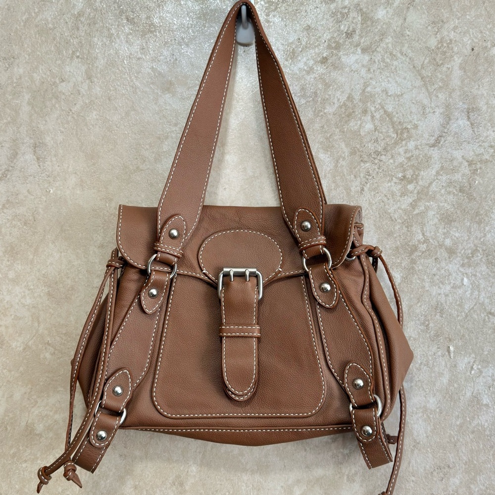 OkPTA 1519426 Brown Leather Tote Bag